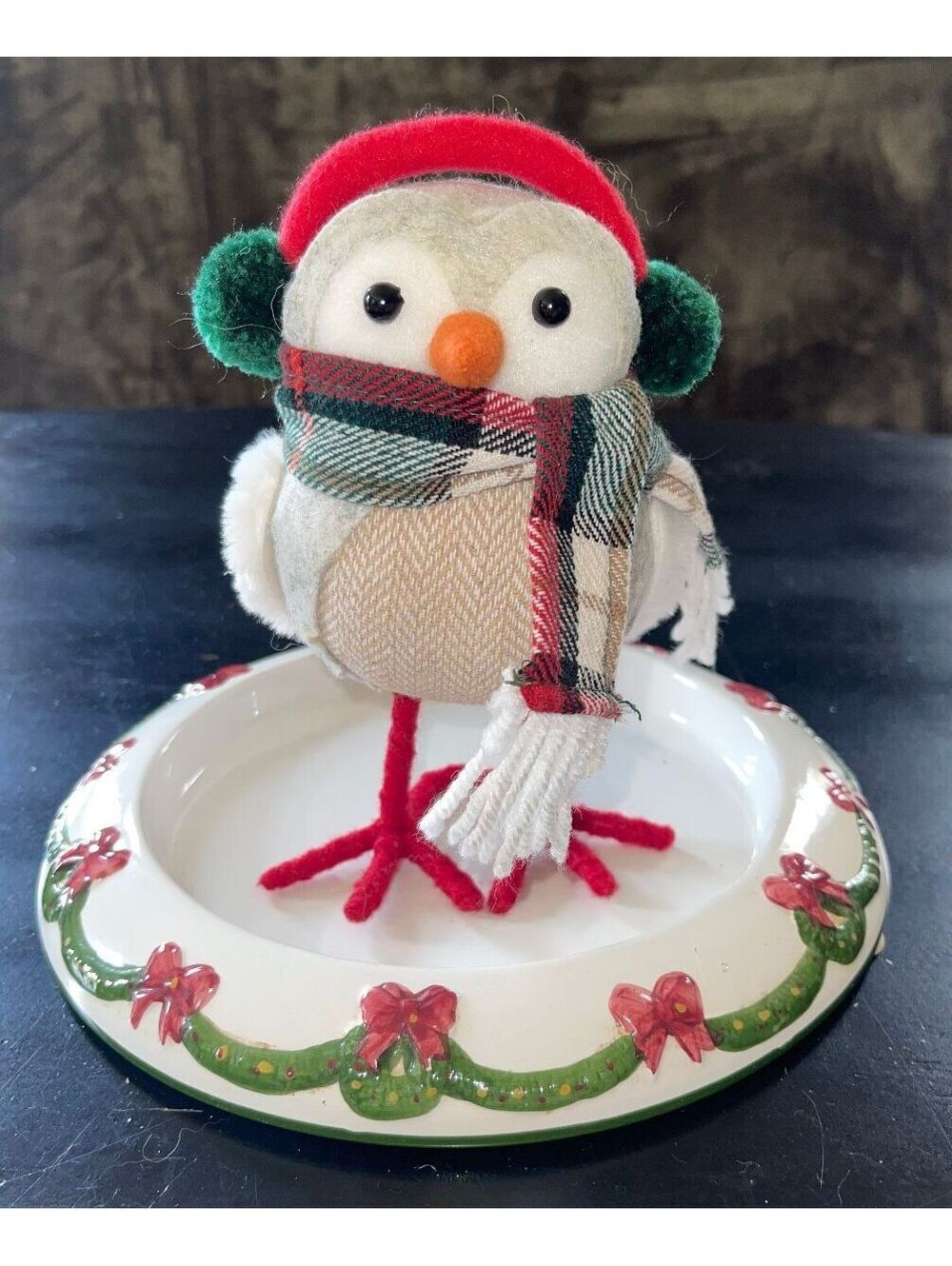 Holiday Bird Figurine Dressed for Winter- Larger than Featherly Friends